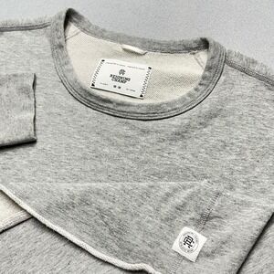 Reigning Champ Womens Heather Grey Pima Cotton Cropped Crewneck Sweatshirt Med